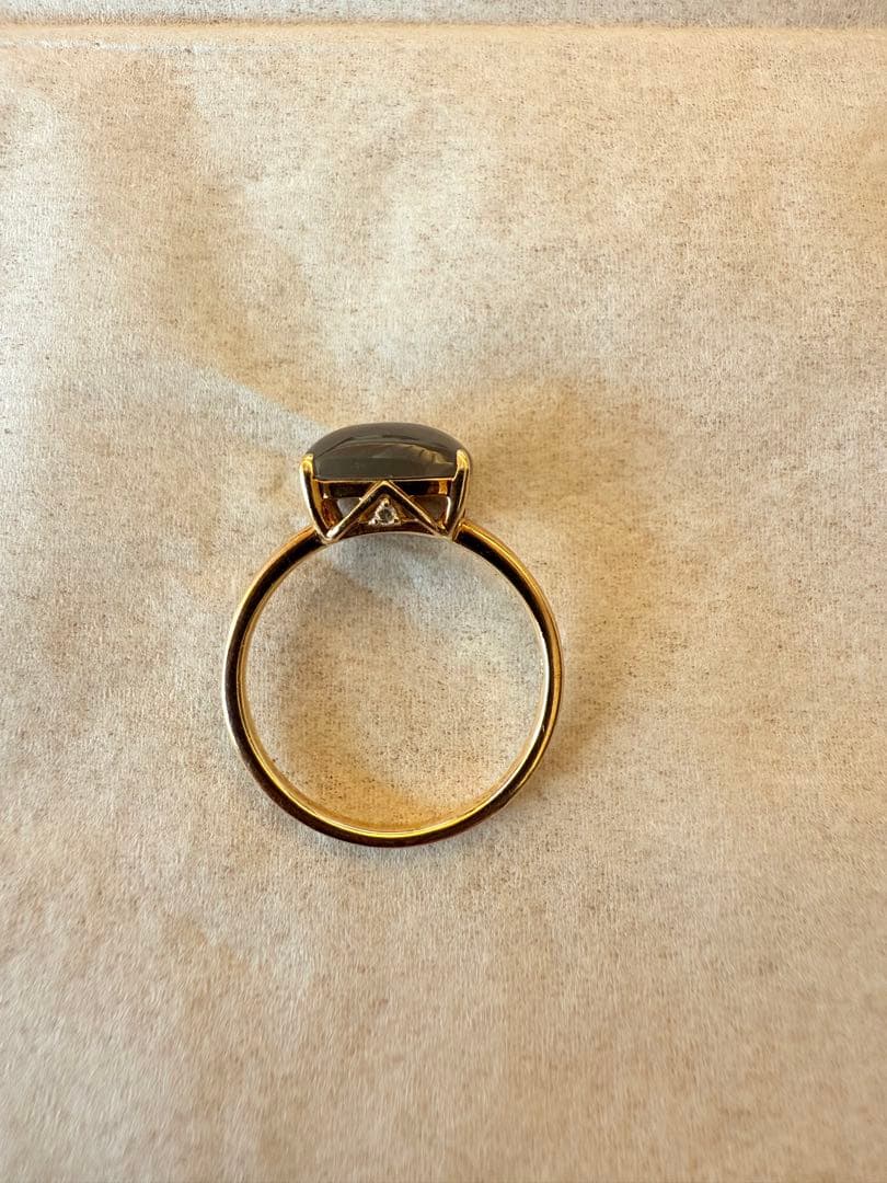 TSUTSUMI K10YG グレームーンストーン リング 9号 ダイヤ 極美品