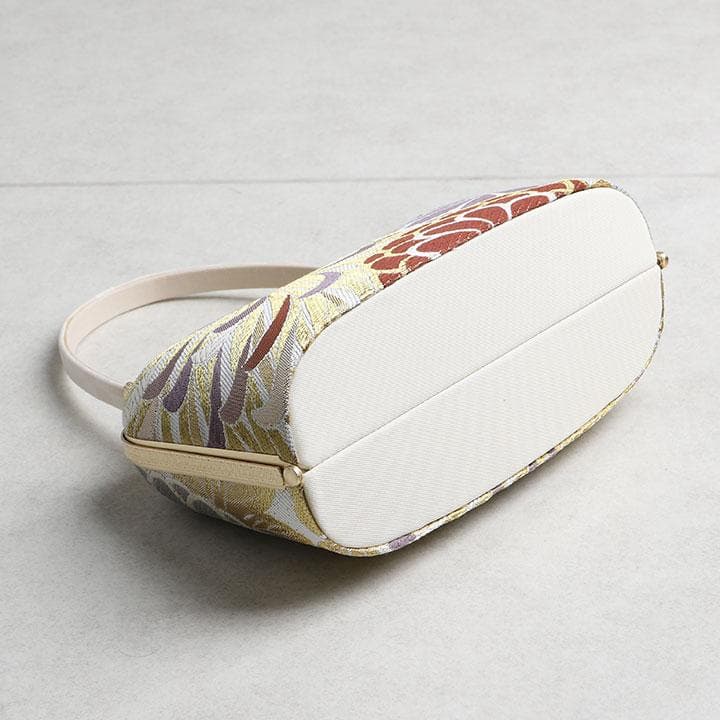 草履バッグセット　乱菊や草花柄　くすみ系　24cm 01671