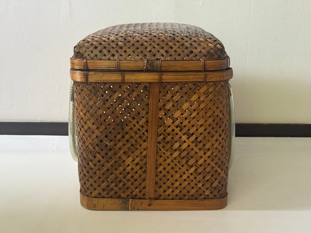 ヴィンテージ 民藝 竹細工 竹籠 バスケット 籠 行商 ハンドル 工芸品