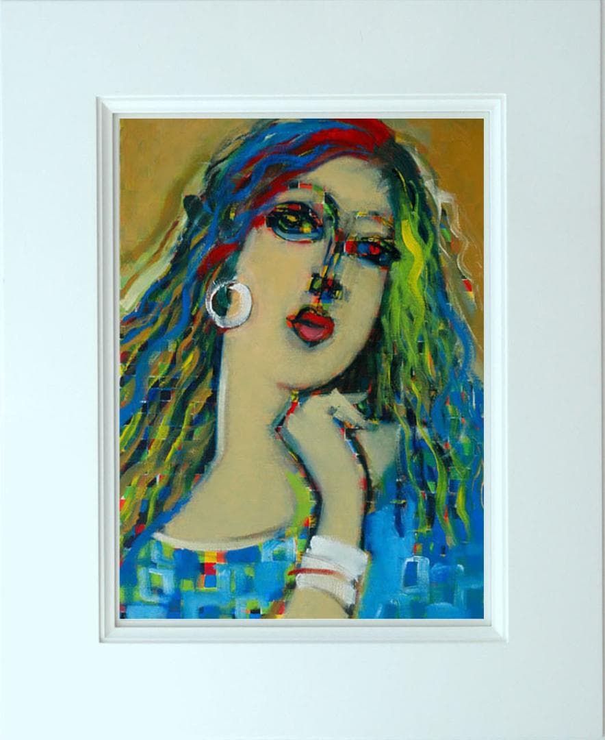 油絵 菅家令子 絵 絵画 インテリア 額付(白) F6-080212 人物 女性