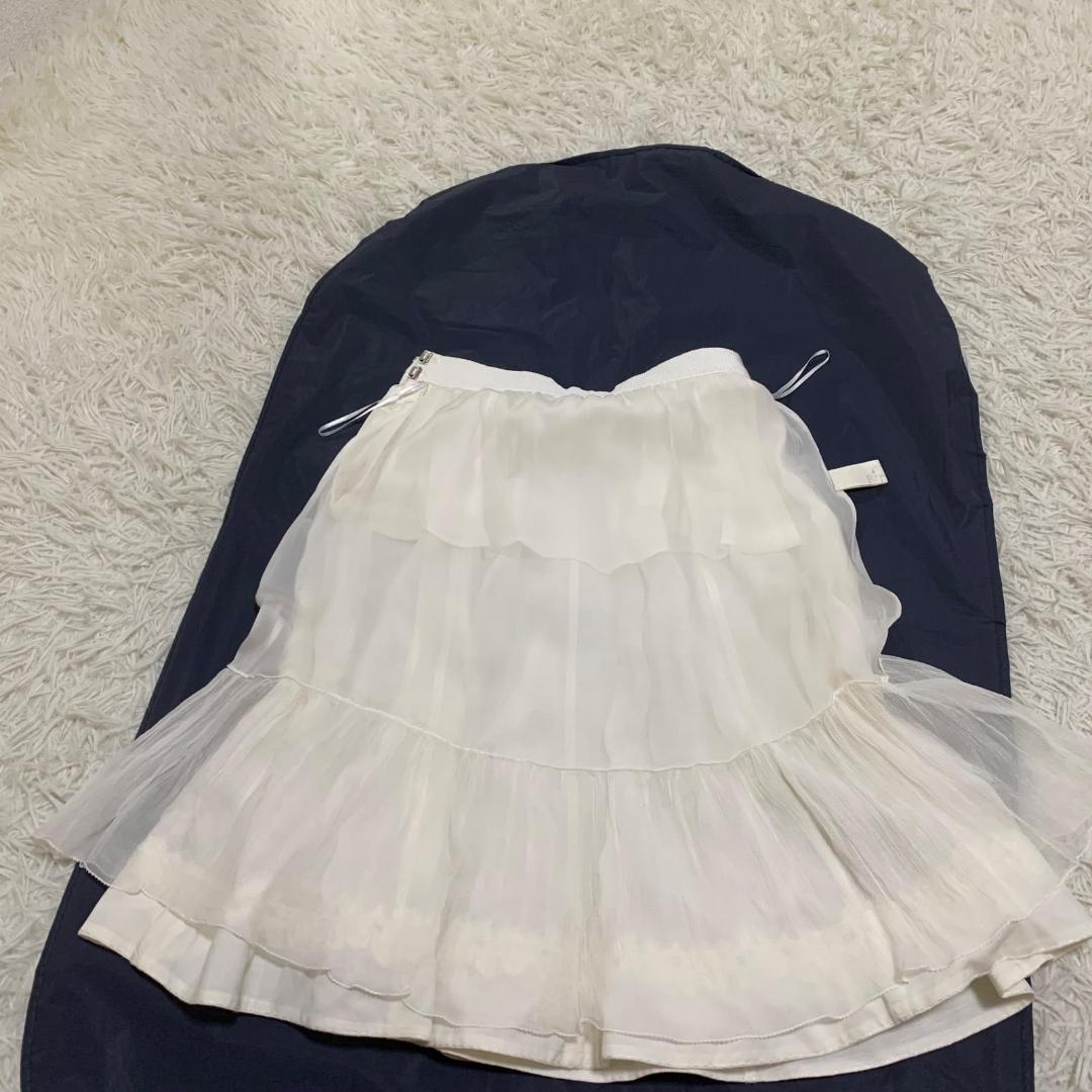 良品✨ルイヴィトン レース 刺繍 フレアスカート 白 ホワイト 34 S