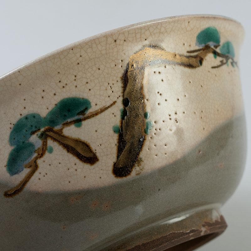 茶道具　尾形乾山作　色絵松図　茶碗　仕覆付　時代箱　Z　8609