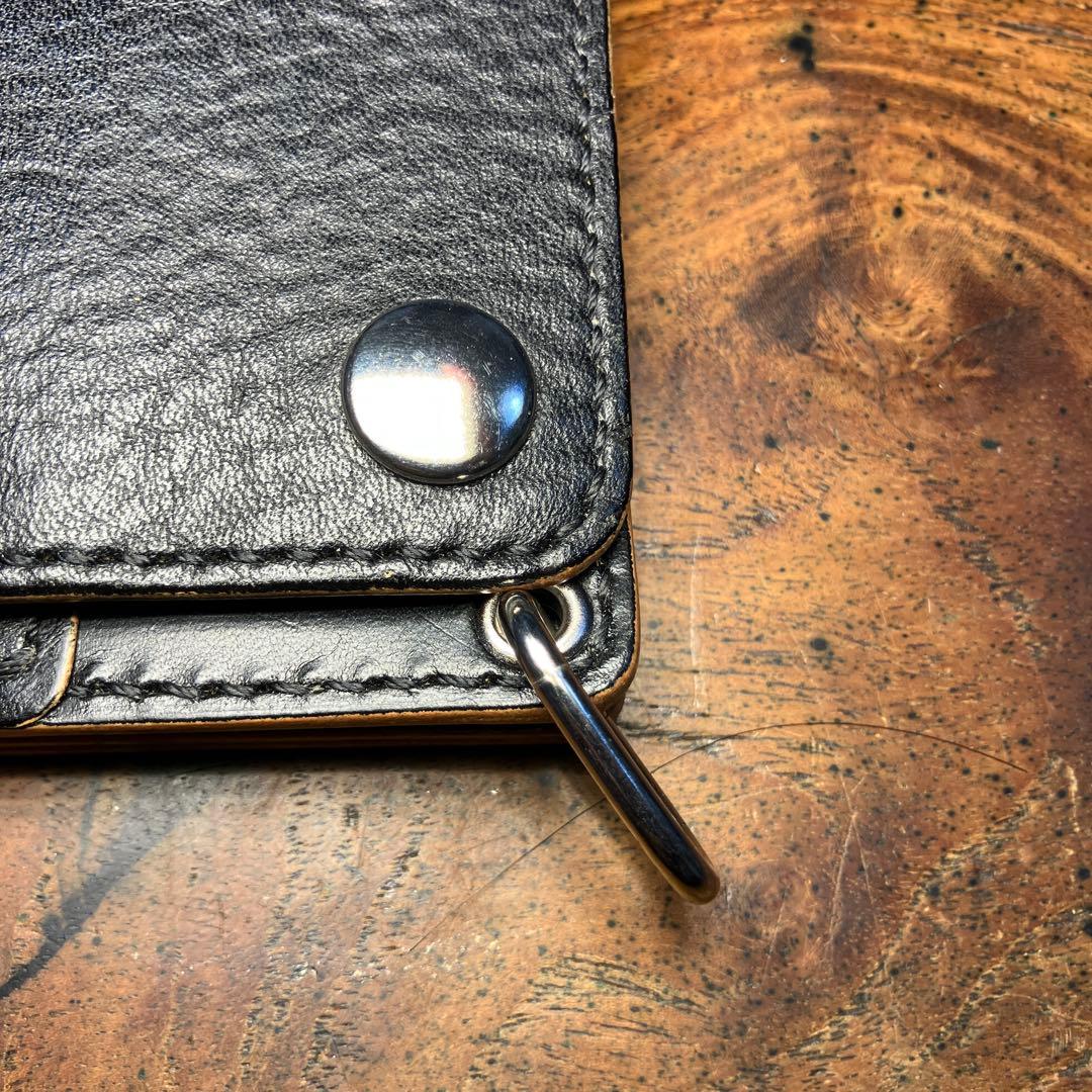 トラッカーウォレット　ブラック　国産本革　レザークラフト