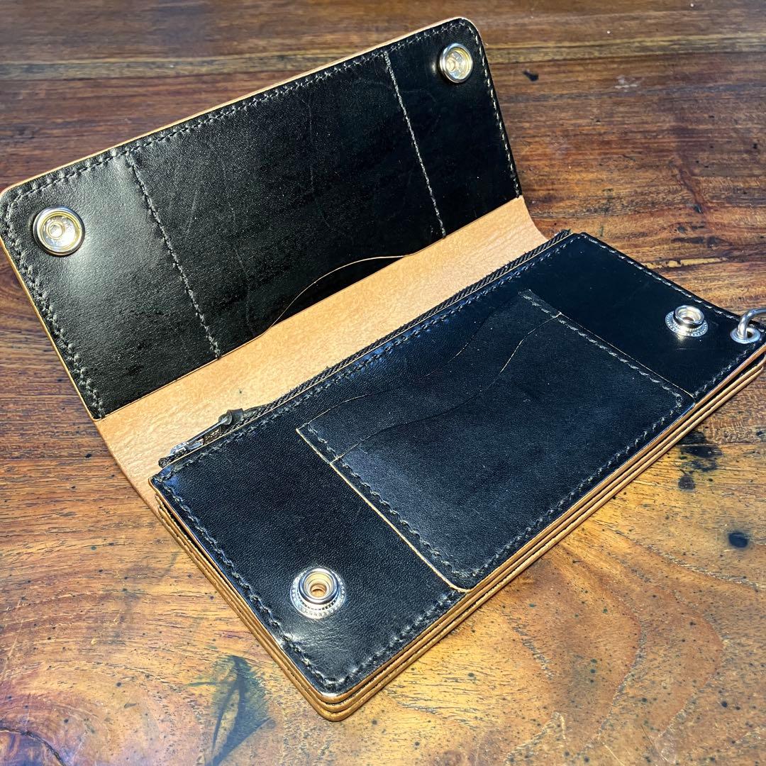 トラッカーウォレット　ブラック　国産本革　レザークラフト