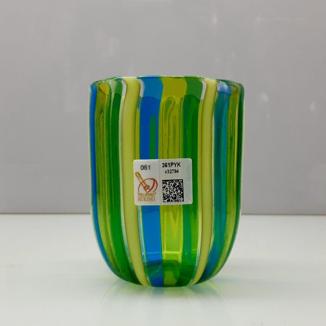 MURANO ムラノ 水色 グリーン イエロー ライン グラス