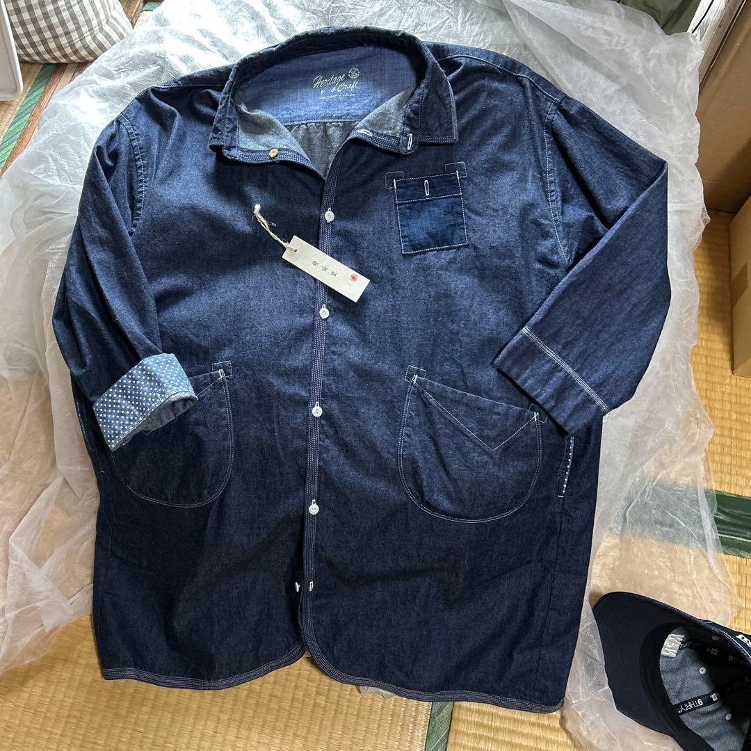 ダークデニム ロングシャツ男女兼用快晴堂