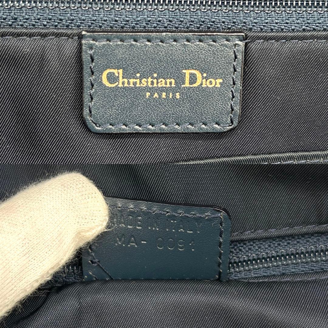 【美品】クリスチャンディオール ダブルサドル ハンドバッグ トロッター ネイビー