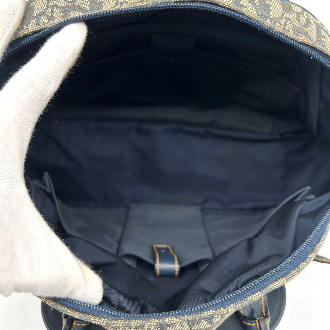 【美品】クリスチャンディオール ダブルサドル ハンドバッグ トロッター ネイビー