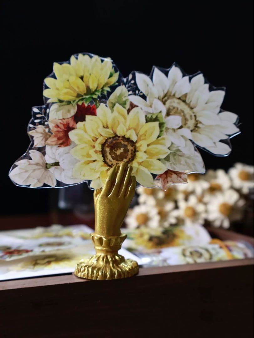 【8224】海外　マステ　5m巻売り　貝殻光マスキングテープ　向日葵　お花