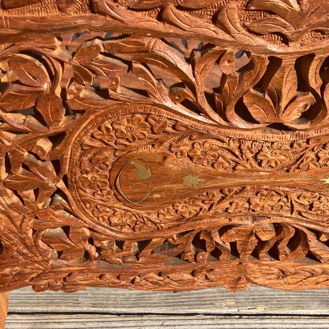 アンティーク 象嵌細工 彫刻 木製マガジンラック レトロ ビンテージヴィンテージ