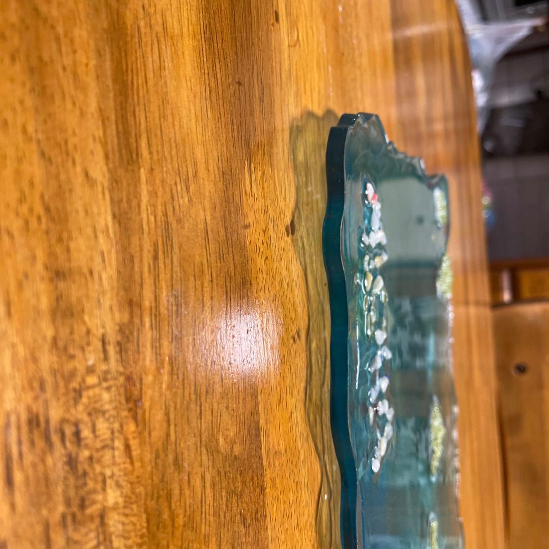 Aloha装飾プレート 青緑色　Hawaii レジン