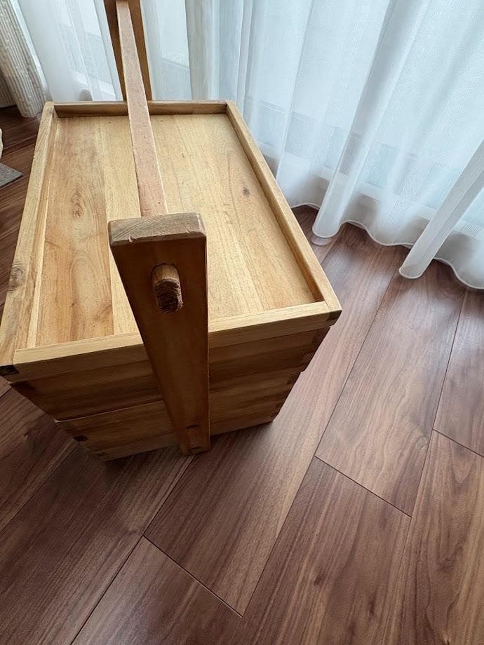 収納ケース 木製 収納ボックス おかもち ウッドボックス 2段 木箱 フタ付き