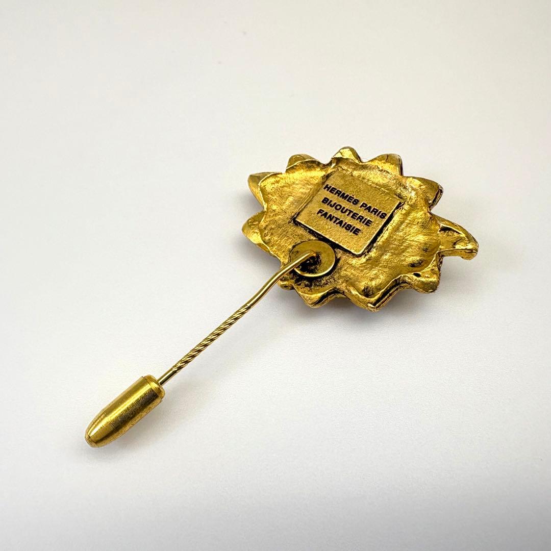 HERMES エルメス ピンブローチ 太陽モチーフ ヴィンテージ