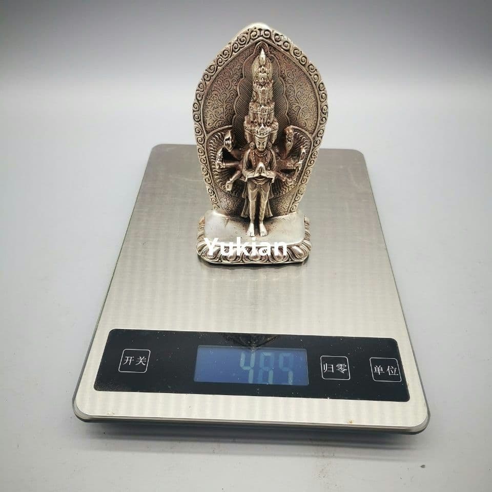 銅細工 八臂十一面観音像 仏像 装飾品 工芸品 美術品 置物