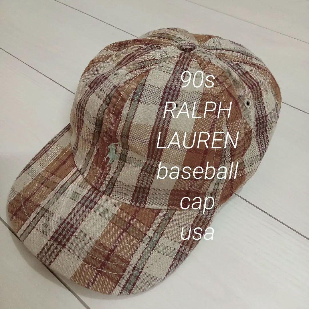 90s ポロ ラルフローレン キャップ ポロスポーツ ＲＲＬ チェック usa