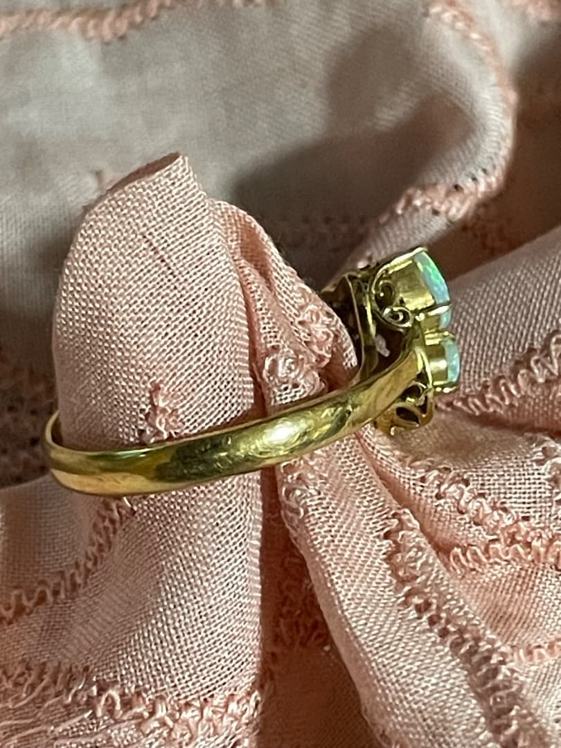 K18 ターコイズ、オパール2.59gレディースリング