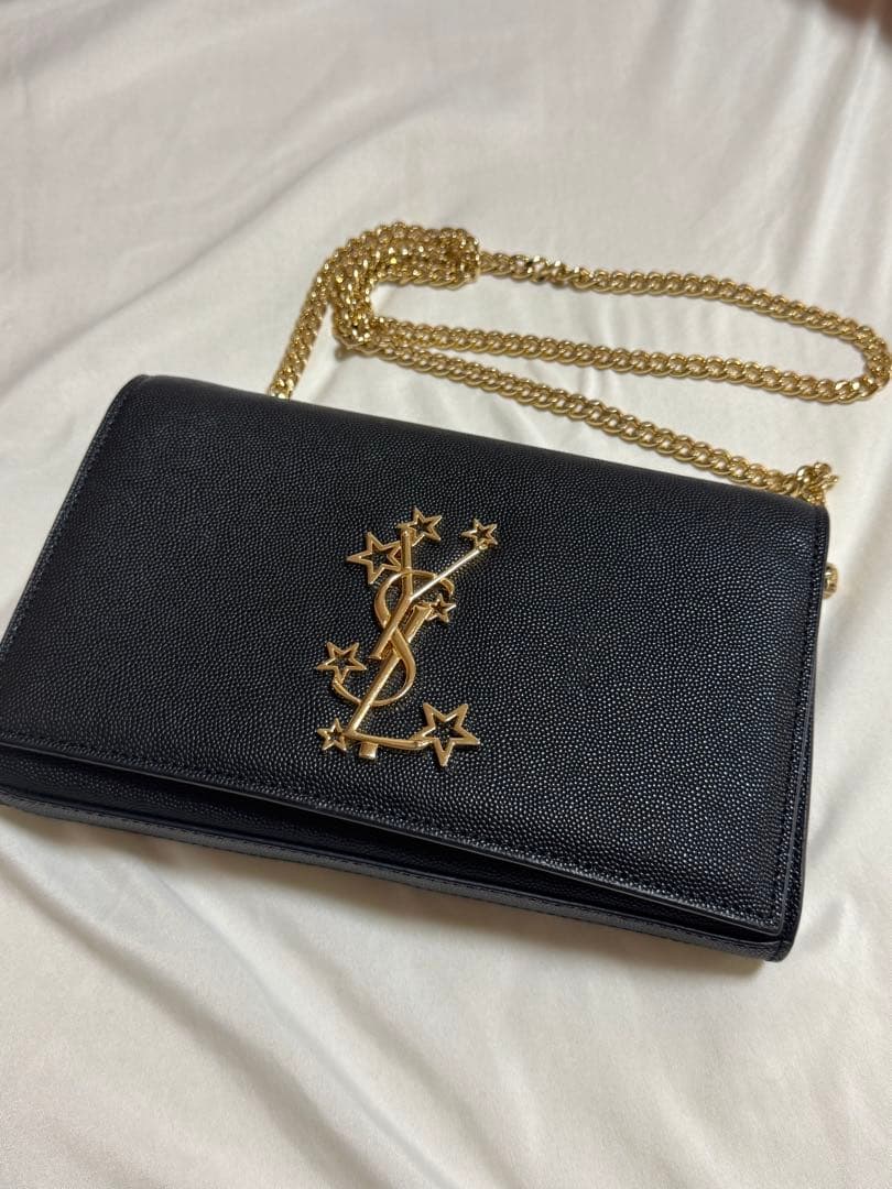 YSL ブラック ショルダーバッグ ゴールドロゴ