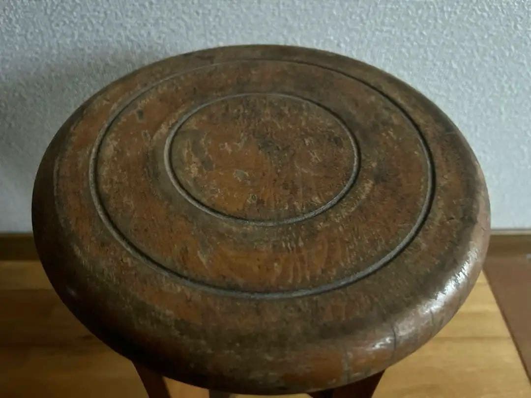 昭和レトロ 木製 スツール 丸椅子 古椅子　花台　アンティーク　古道具