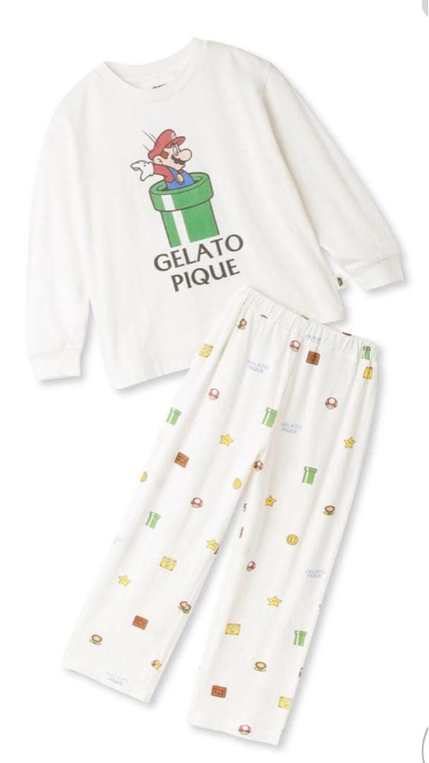 新品！ジェラピケ＊マリオ＊キッズ＊ロンT＆ロングパンツセット　XXS