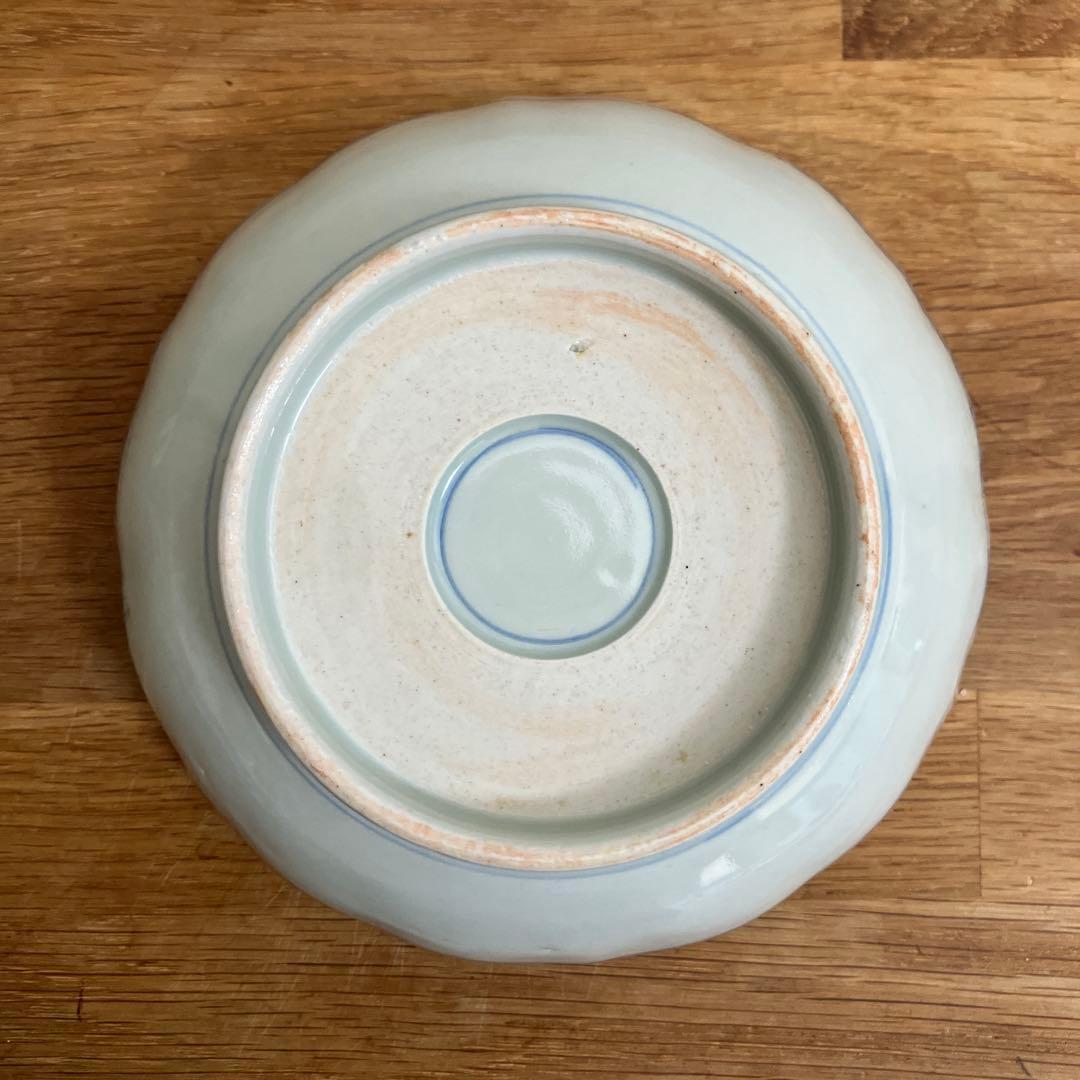 古伊万里 江戸中期色絵金彩染付 なます皿 花リム鉢 古道具 アンティーク 骨董