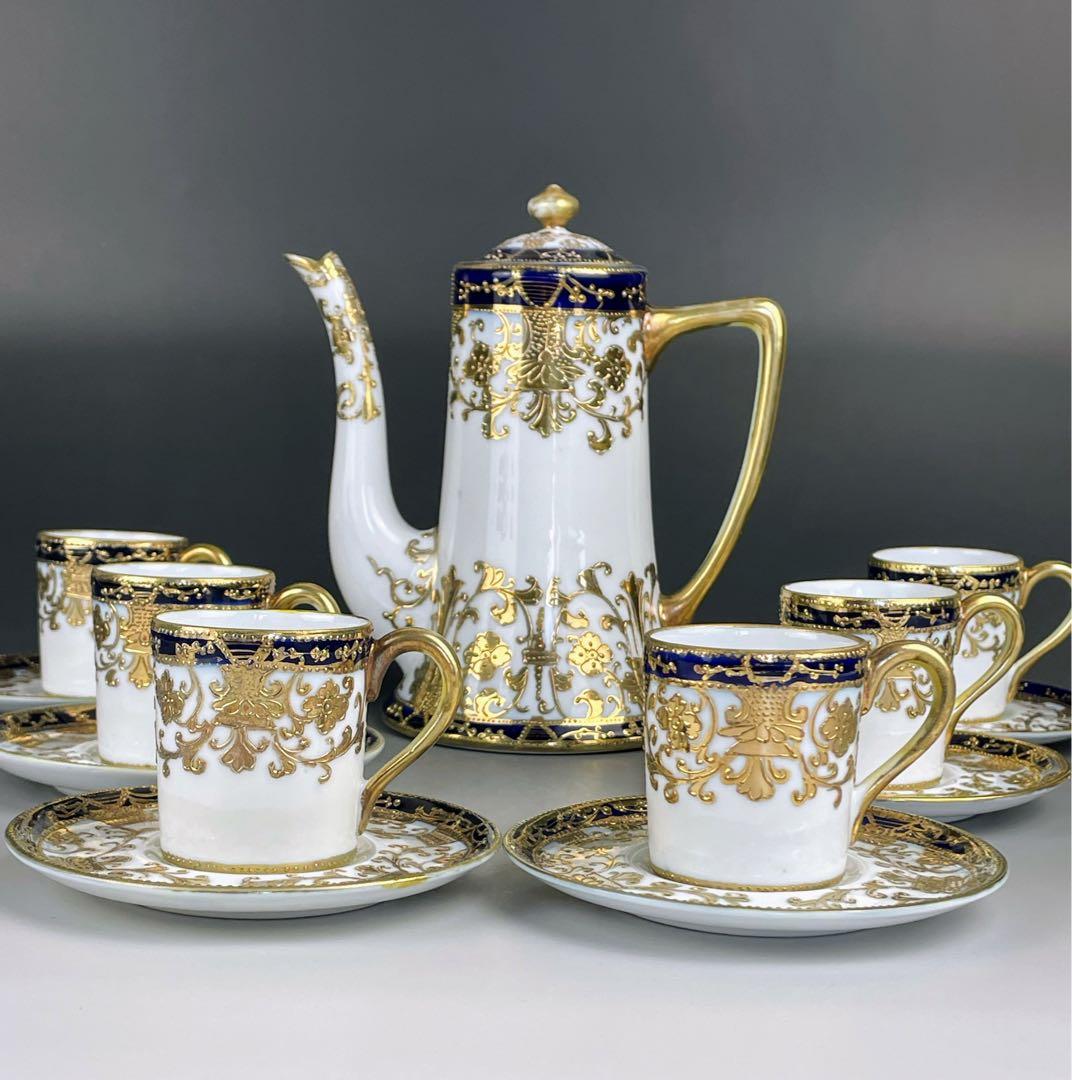 【希少】オールノリタケ デミタスセット ティーポット カップ ソーサー６客セット