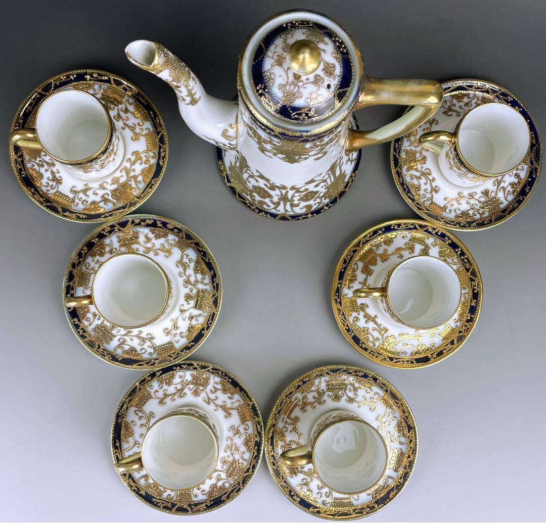 【希少】オールノリタケ デミタスセット ティーポット カップ ソーサー６客セット