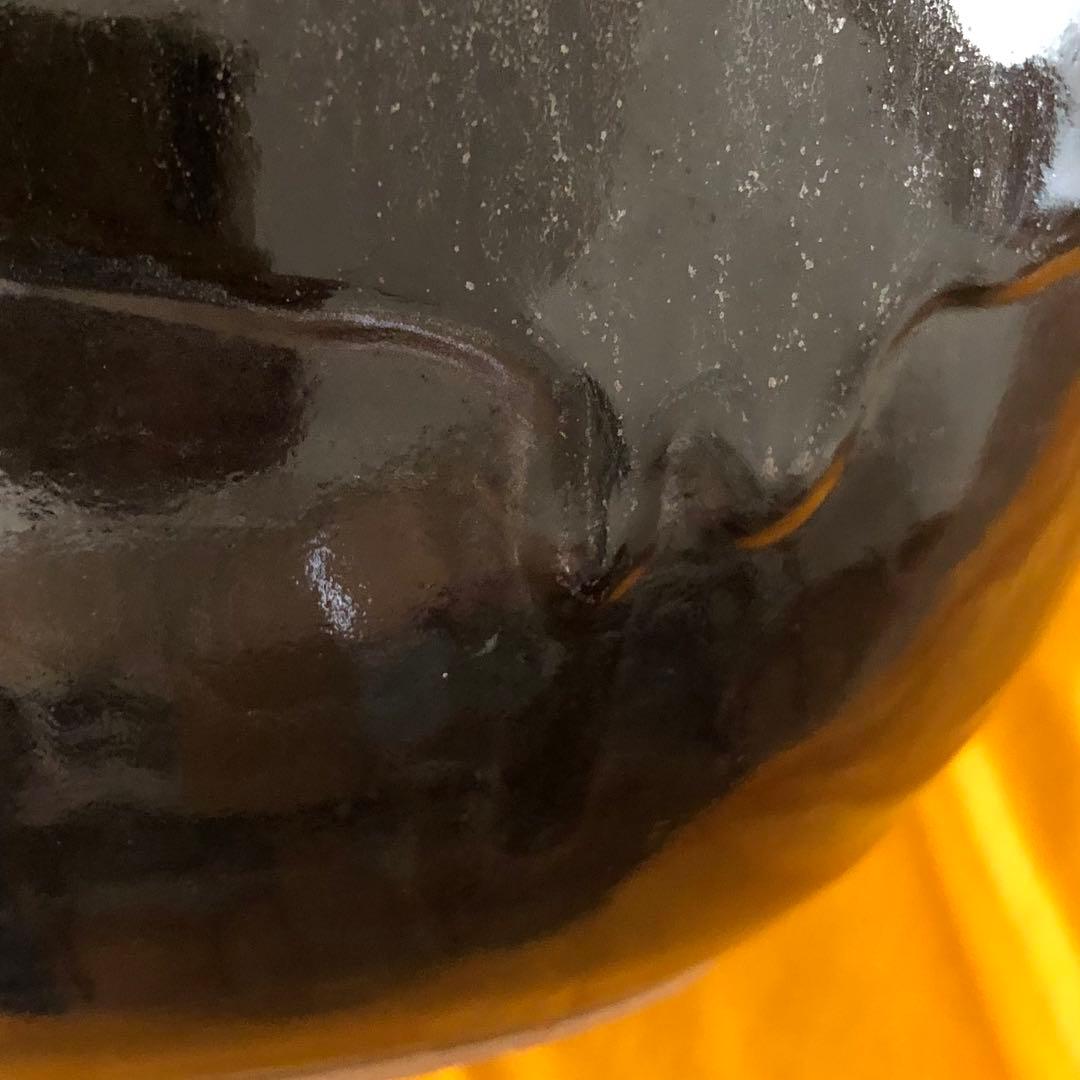 益子焼 関澤武 鉄釉丸型花瓶 箱付属品あり