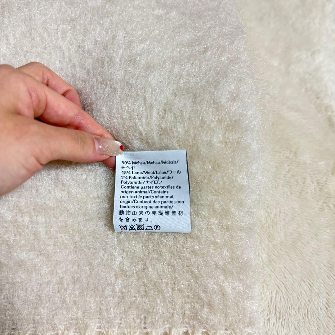 LOEWEロエベ ウールモヘアマフラー ホワイトアイボリー