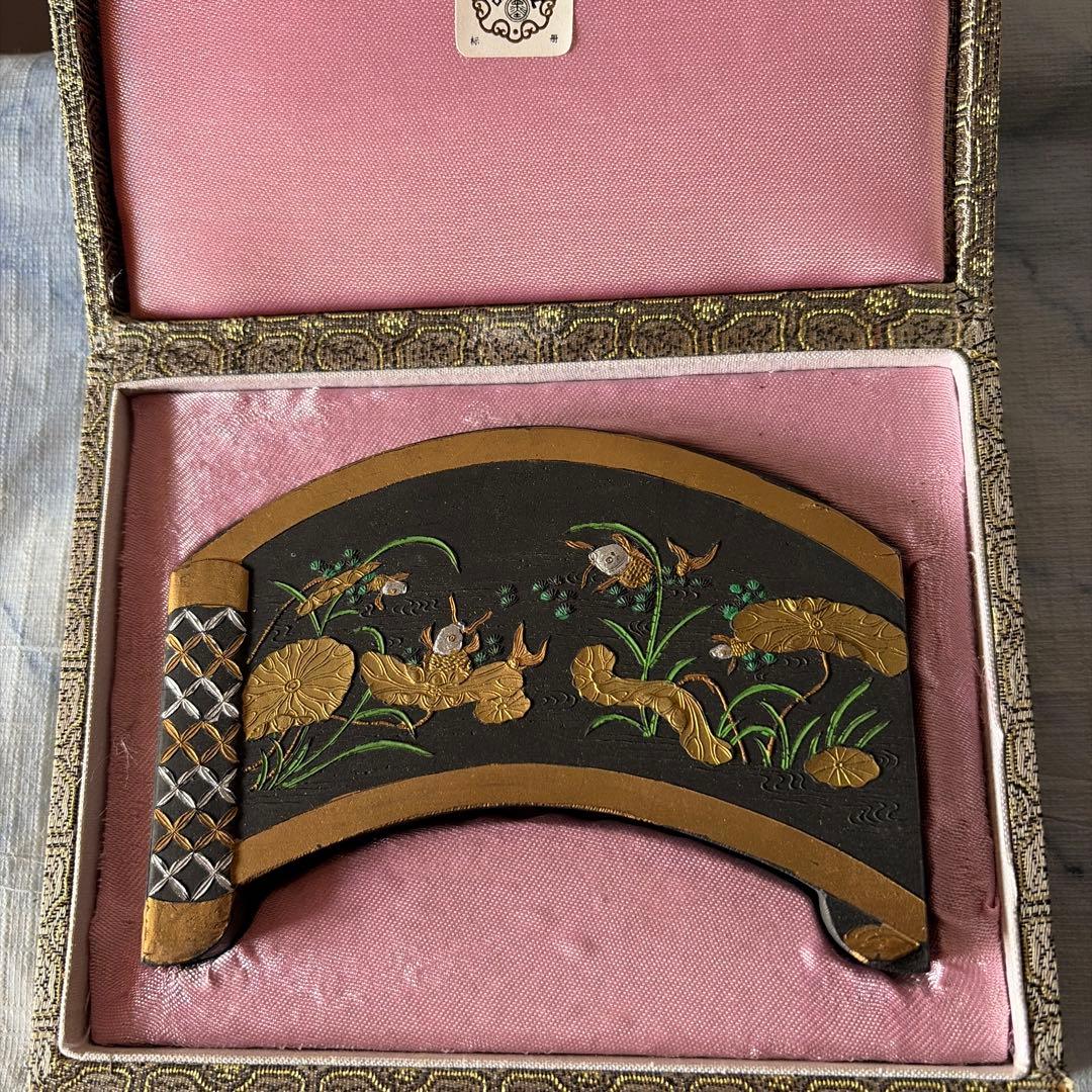 墨　唐墨　魚戯蓮　中国　書画　習字　硯　China