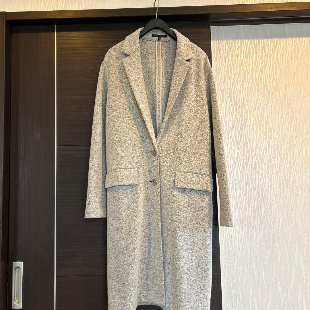 theory グレー チェスターコート ロング