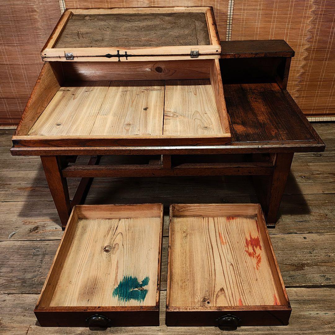 帳場机　文机　ライティングデスク　昭和レトロ　古家具