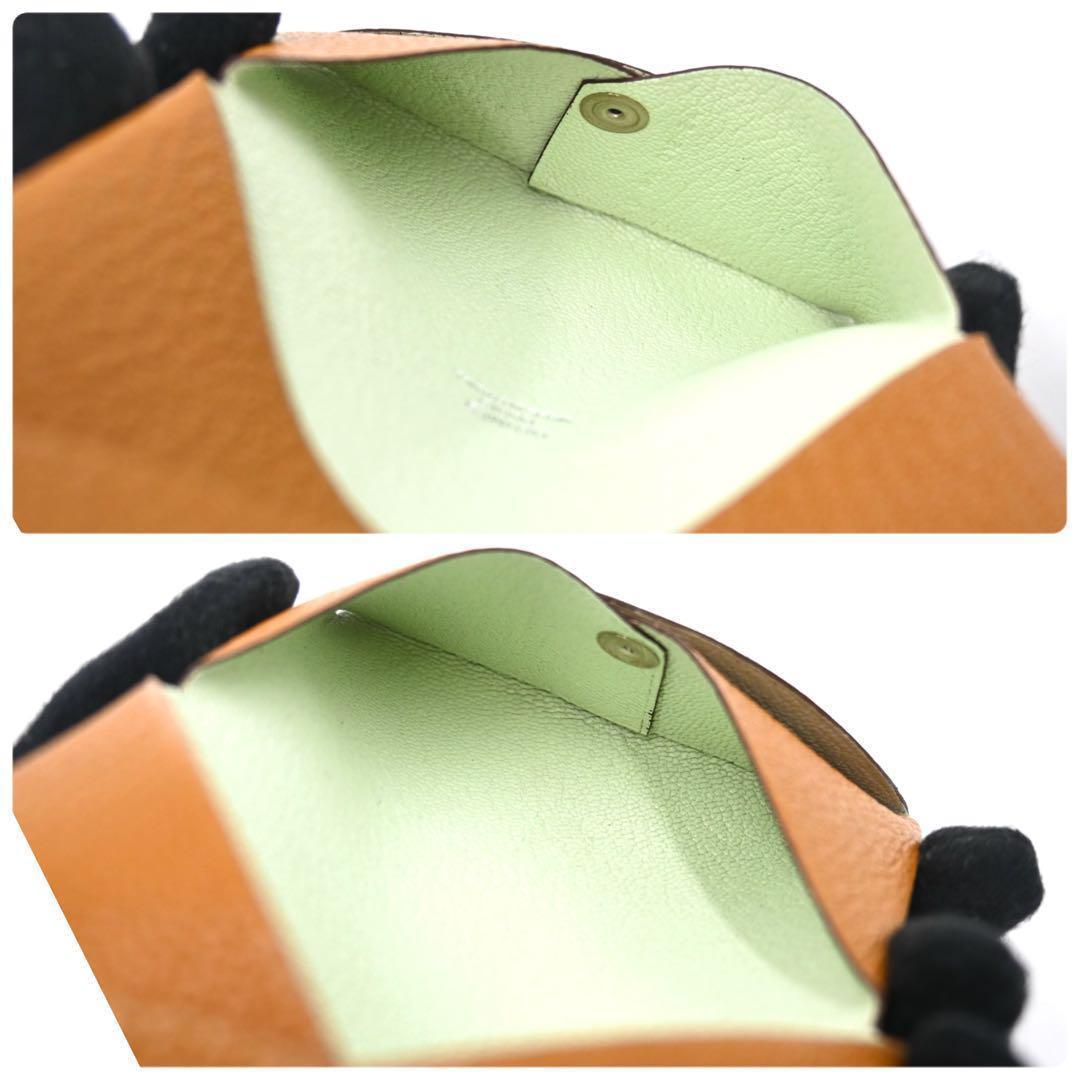 【レアカラー】エルメス カルヴィ シェーブル ケース ゴールド ブラウン