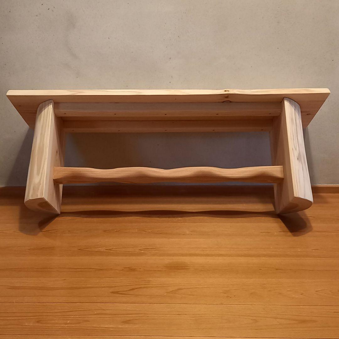 一点物　国産杉スツール、ベンチ　無垢一枚板&丸太半割りログ脚使用