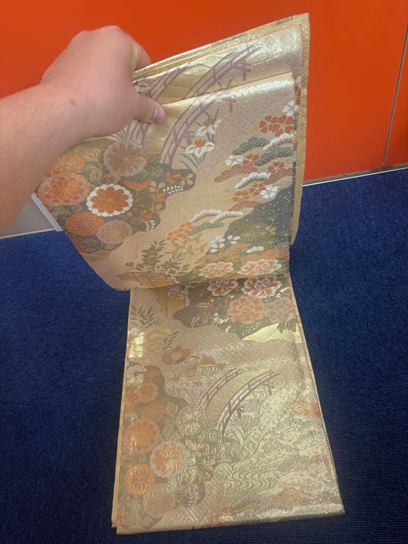 2689袋帯 古代彫金紋 西陣織 金糸　高級上質上品　約440cm 未使用