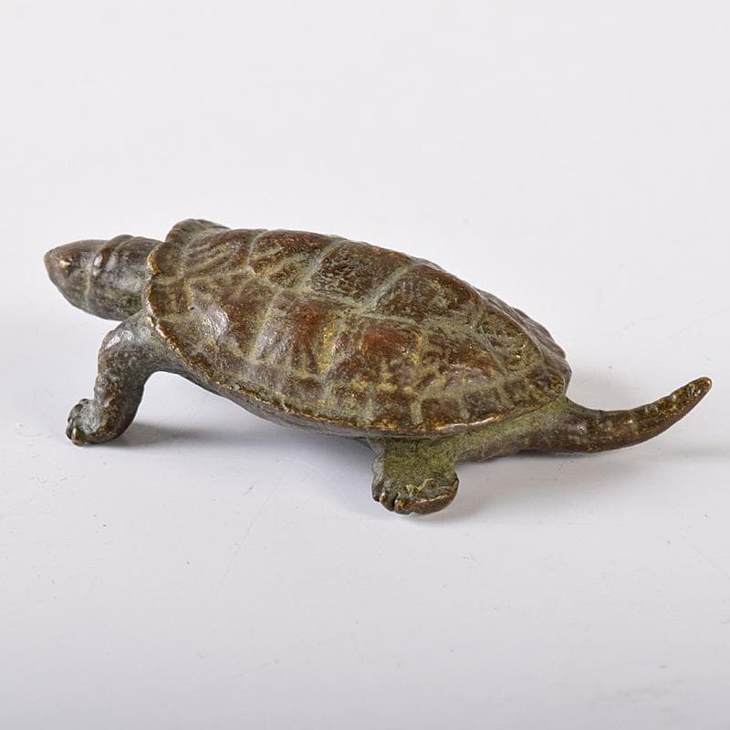 金工名品　古銅宣徳銅　亀　置物　盆景　N　8600E