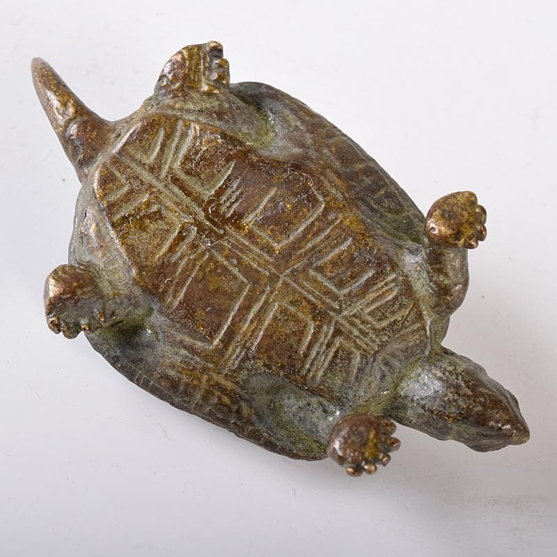 金工名品　古銅宣徳銅　亀　置物　盆景　N　8600E