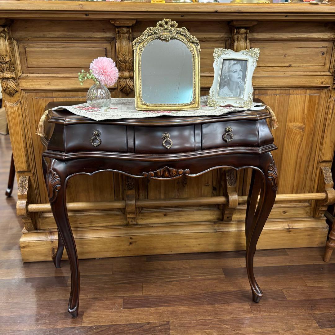 アウトレット特価品 マホガニー コンソール アンティーク調家具 ダークブラウン