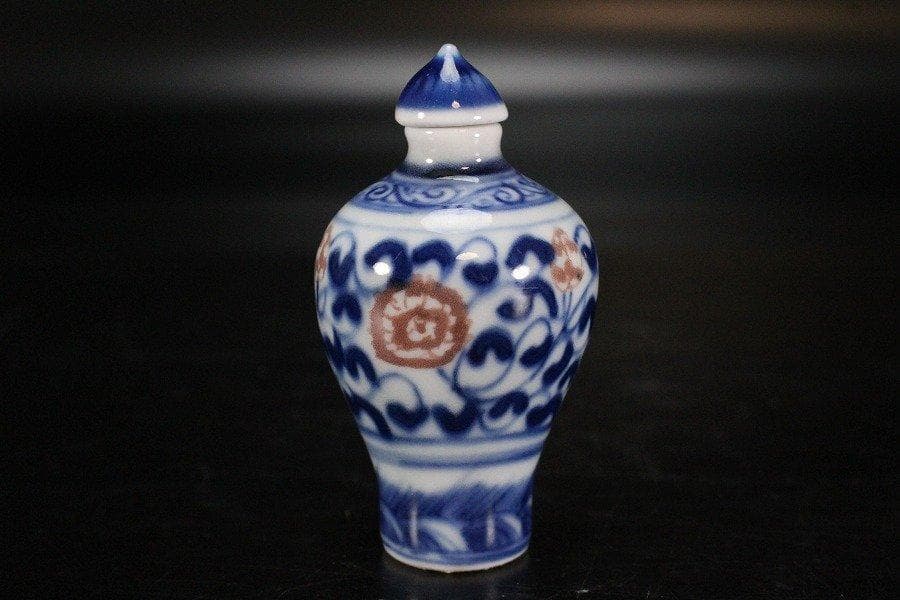 中国美術 青花 纏枝蓮花紋 小壷 鼻煙壷 6cm 送料無料