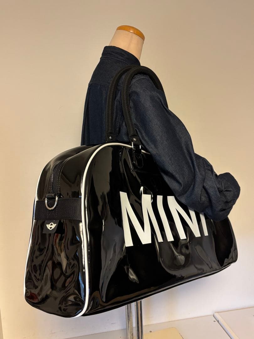 ミニクーパー/2way/ボストンバッグ/エナメル/ショルダー/ブラック/未使用