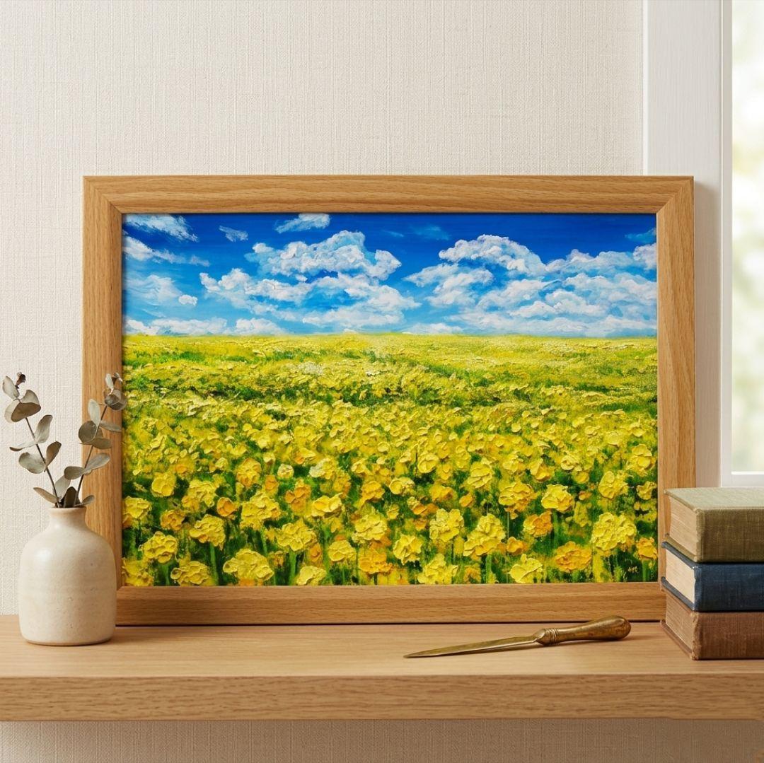 油絵 油彩 油彩画 絵 絵画【菜の花の丘】