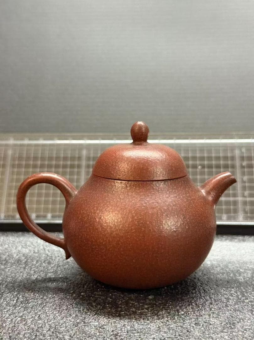 【孟臣 底款 刻漢詩 味此一勺甘】紫砂壷 朱泥 段泥 煎茶道具 急須 単孔口