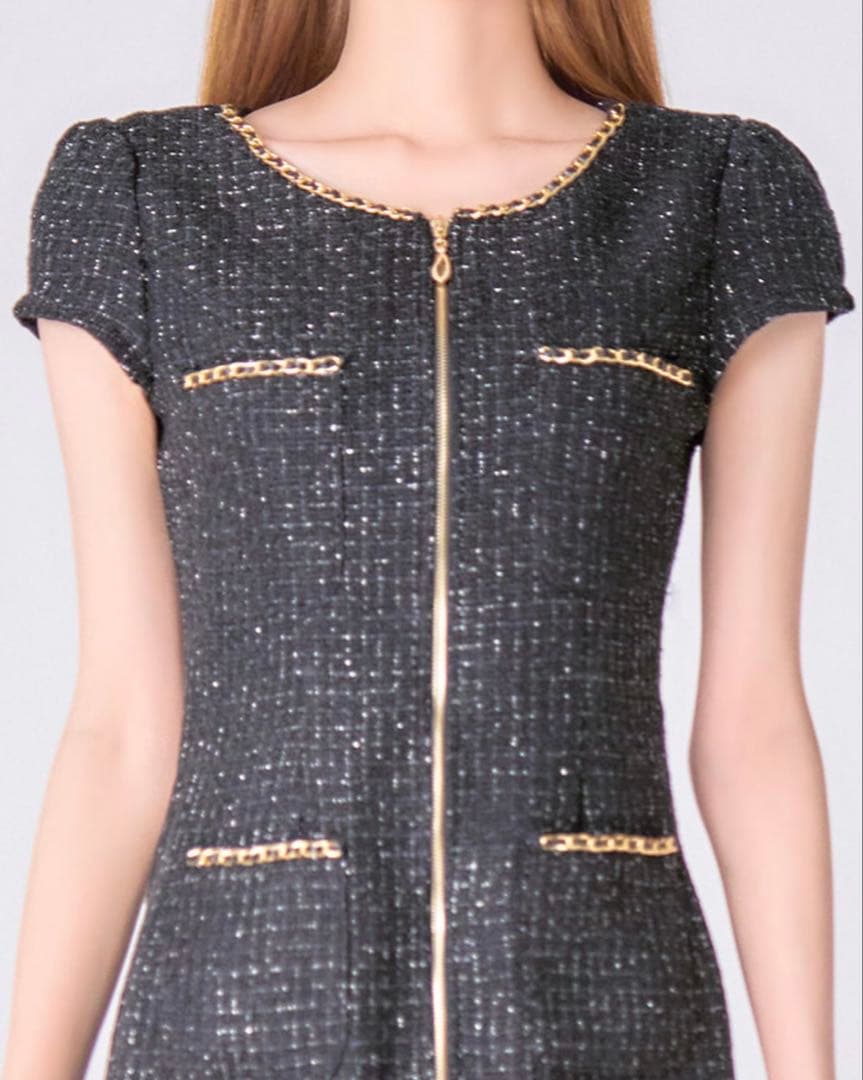 即日発送‼️JEWELS ジップアップツイードドレス Sサイズ