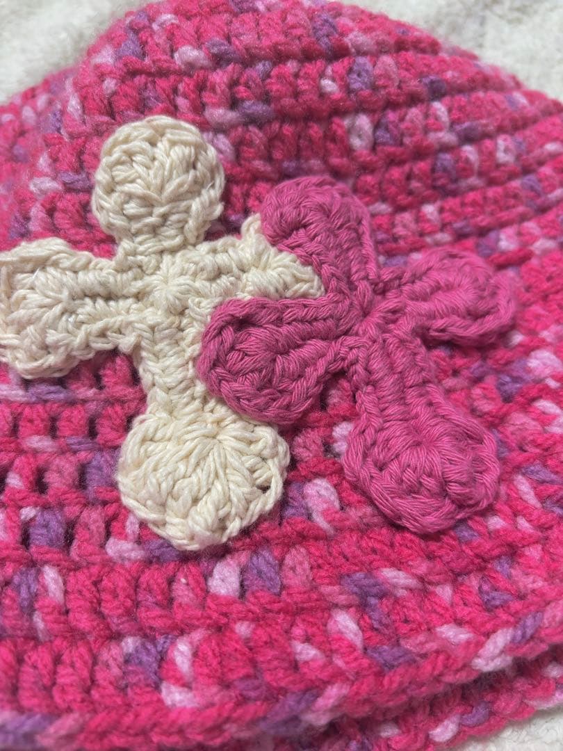 帽子 Y.A.R.N. 3D Cross Handmade Knit hat