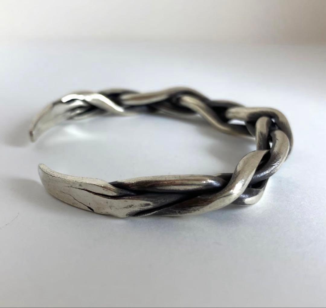 カレンシルバー　編み込み　バングル　ブレスレット　ハンドメイド　 925
