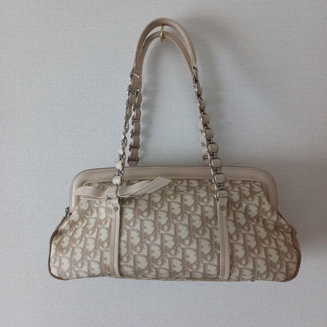 クリスチャンディオール　トロッターロマンティック　リボン　チェーンハンドバッグ