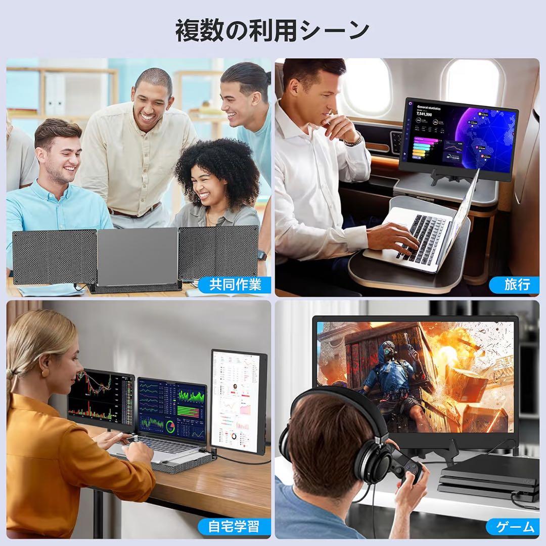 デュアルディスプレイ トリプルモバイルモニター ポータブルモニター 14インチ
