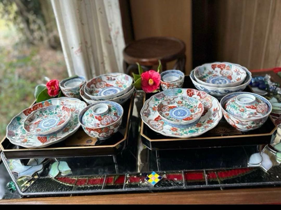 D様へ感謝お嫁入り‼️いいとこどり伊万里Dragon❌あじさい桐七寸皿＆膾皿①2客