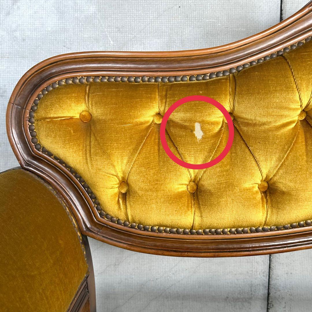 ✦80s✦ アンティークソファ カウチ ベルベット ゴールド 彫刻 ヴィンテージ