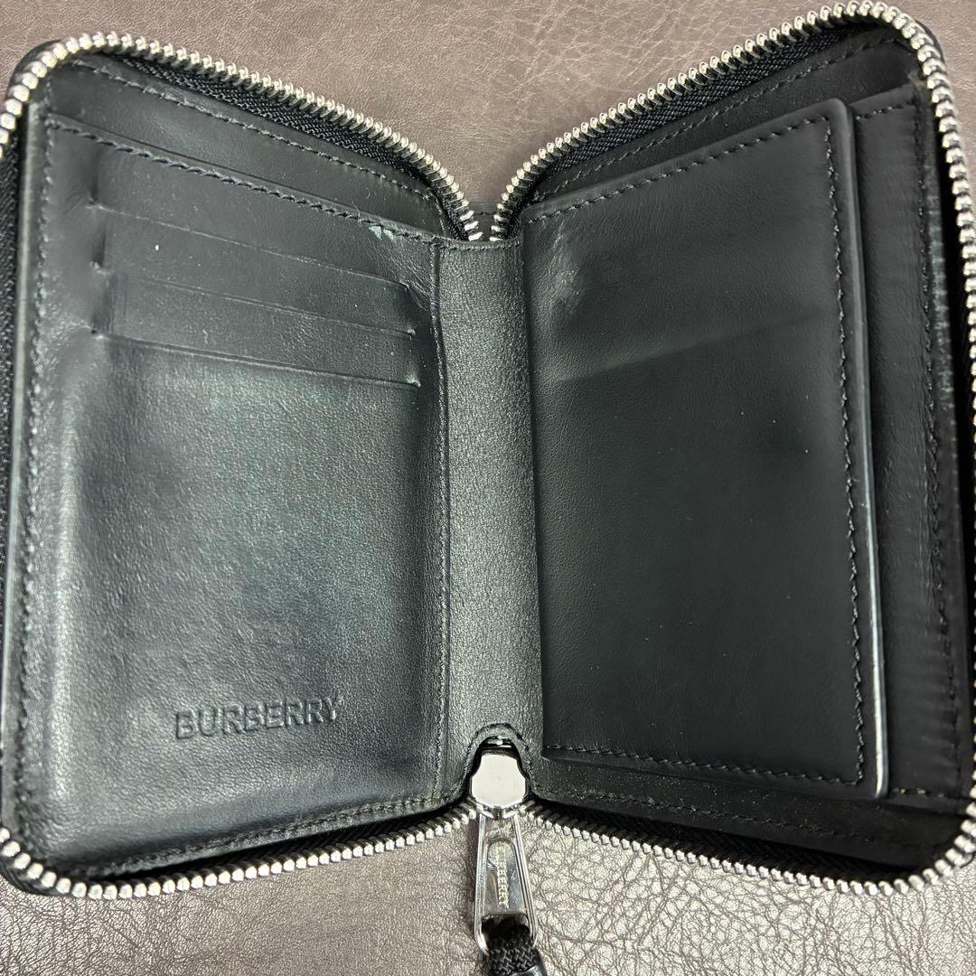 【鑑定済み・美品】Burberry TB ラウンドウォレット カラビナ付き