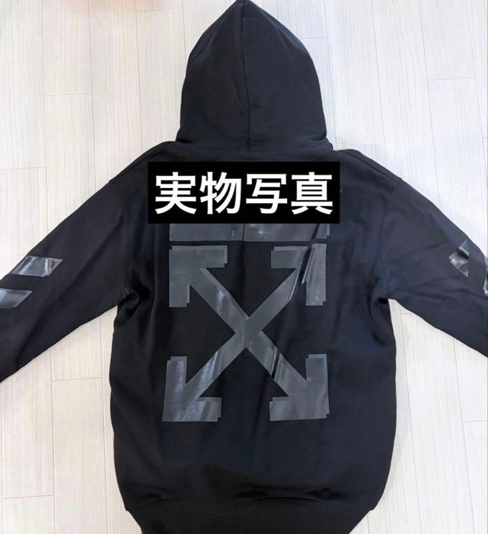 OFF WHITE ブラック パーカー　オフホワイト